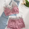 Conjunto de Sujetador con Bordes Rizados