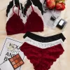 Conjunto de Sujetador Cómodo y Transpirable con Encajes