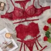 Conjunto de lencería con decoración de correa de pierna sexy