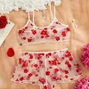 Top de malla transparente y pantaletas tipo boyshort floreado