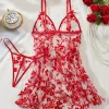 Conjunto de camisón sexy de encaje florareado