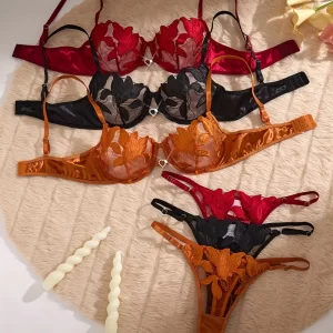 Conjunto de lencería sexy con bordados